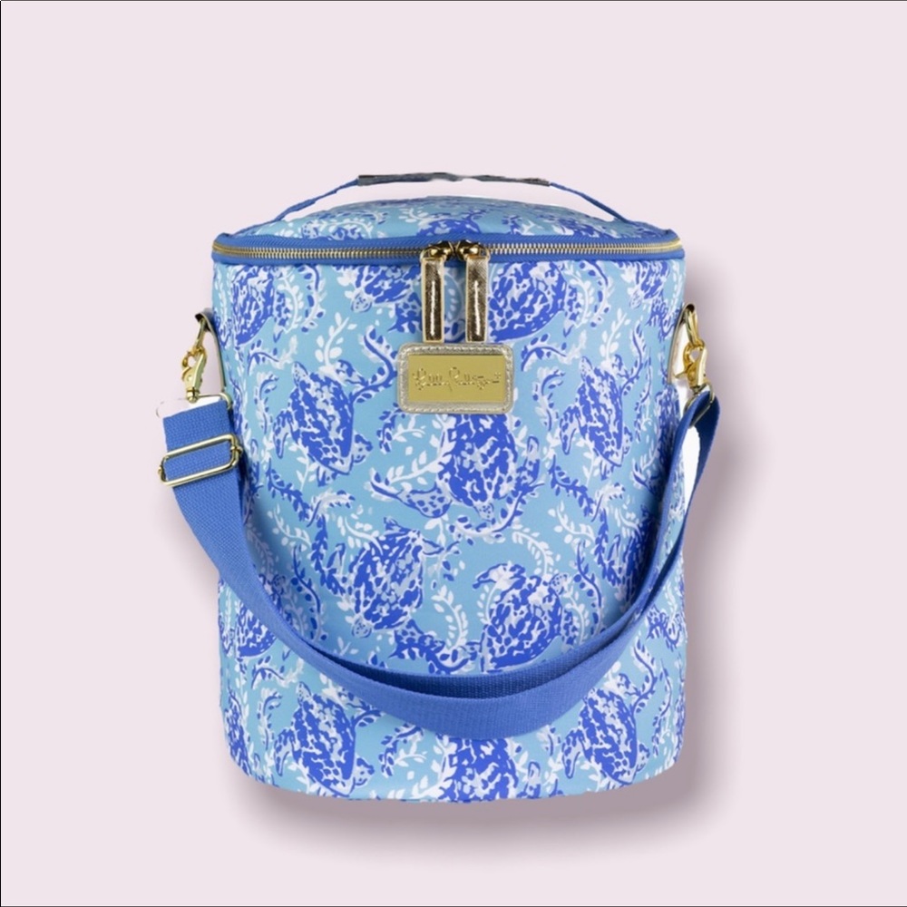 Lilly Pulitzer Beach Cooler Bag Turtley Awesome Wine Carrier Blue Turtles NWT